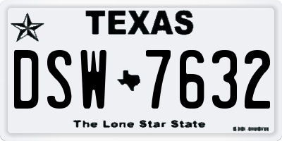 TX license plate DSW7632