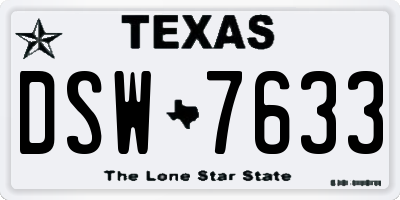 TX license plate DSW7633