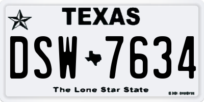 TX license plate DSW7634