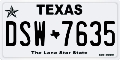 TX license plate DSW7635