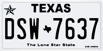 TX license plate DSW7637