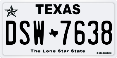 TX license plate DSW7638