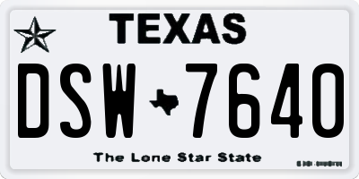 TX license plate DSW7640