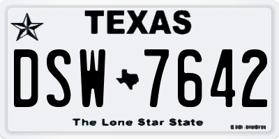 TX license plate DSW7642