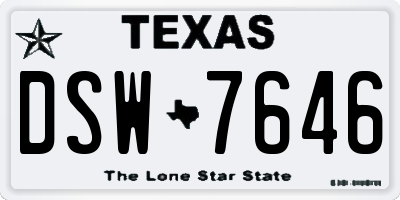 TX license plate DSW7646