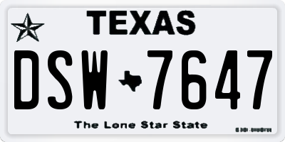 TX license plate DSW7647