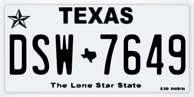 TX license plate DSW7649