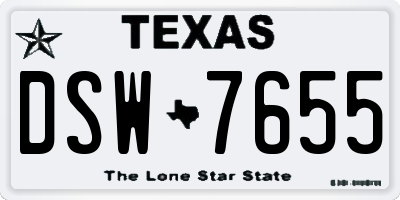 TX license plate DSW7655