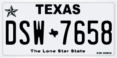 TX license plate DSW7658