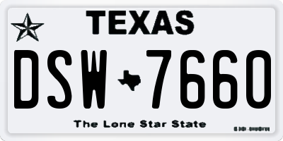 TX license plate DSW7660
