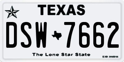TX license plate DSW7662