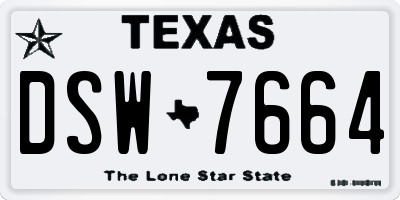 TX license plate DSW7664