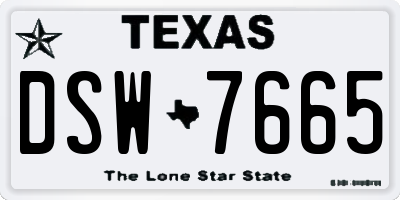 TX license plate DSW7665