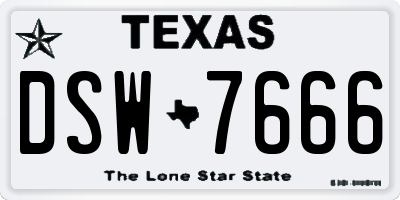 TX license plate DSW7666