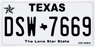 TX license plate DSW7669