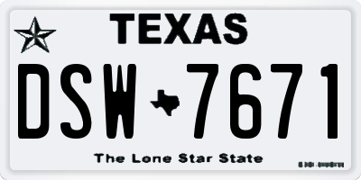 TX license plate DSW7671