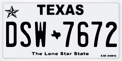 TX license plate DSW7672
