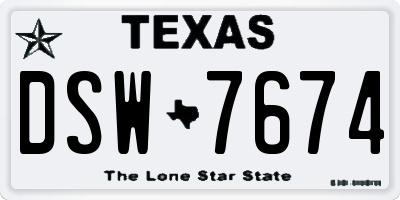 TX license plate DSW7674