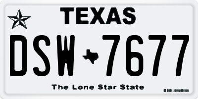 TX license plate DSW7677