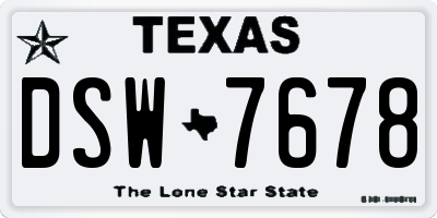 TX license plate DSW7678