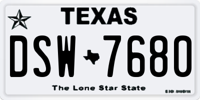TX license plate DSW7680