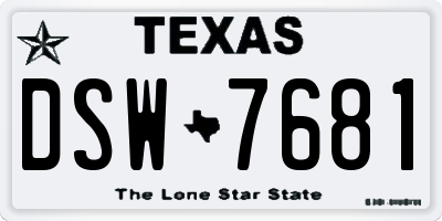 TX license plate DSW7681