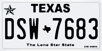 TX license plate DSW7683