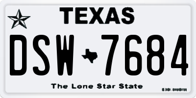 TX license plate DSW7684