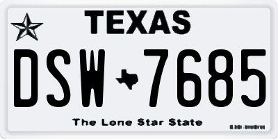 TX license plate DSW7685