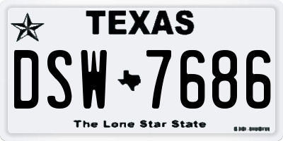 TX license plate DSW7686