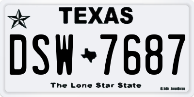 TX license plate DSW7687
