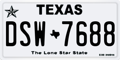 TX license plate DSW7688