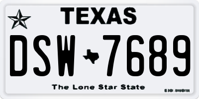 TX license plate DSW7689