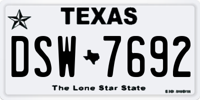 TX license plate DSW7692