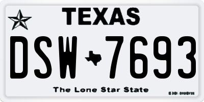 TX license plate DSW7693
