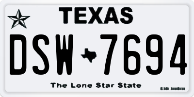 TX license plate DSW7694