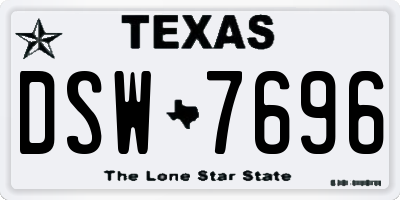 TX license plate DSW7696