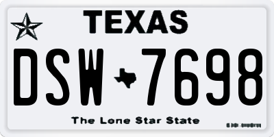 TX license plate DSW7698