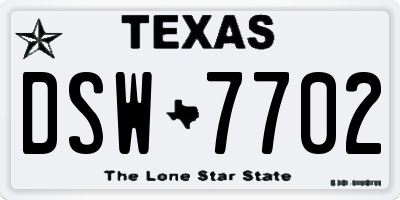 TX license plate DSW7702