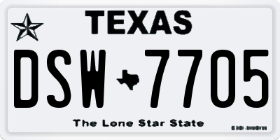 TX license plate DSW7705