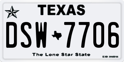 TX license plate DSW7706