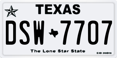 TX license plate DSW7707