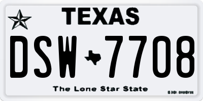 TX license plate DSW7708