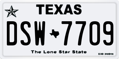 TX license plate DSW7709