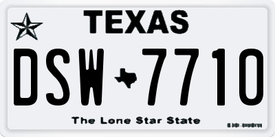 TX license plate DSW7710