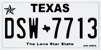 TX license plate DSW7713