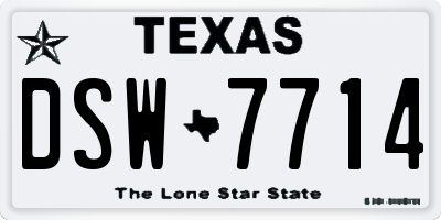 TX license plate DSW7714