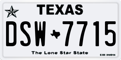 TX license plate DSW7715