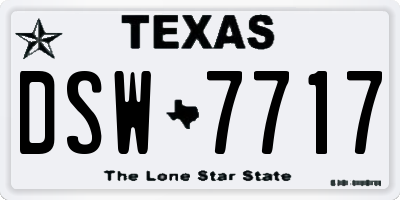 TX license plate DSW7717