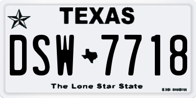 TX license plate DSW7718